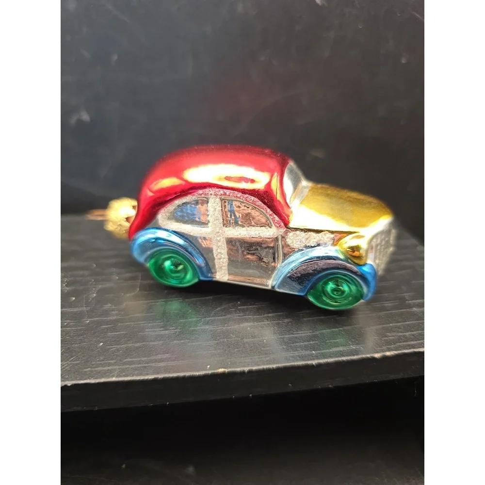 Vintage Old Gangster Car Auto Christmas Tree Ornament Hand Blown Mercury Glass